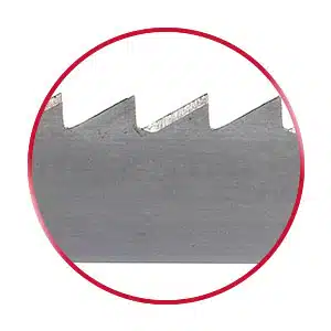 Honeycomb bandsaw blade in a red circle