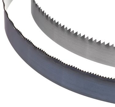 Curved tissue processing bandsaw blades