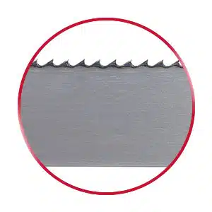 Simcor bandsaw blade in a red circle