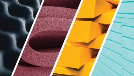 A collage of four of the most commonly used foam types in foam fabrication.